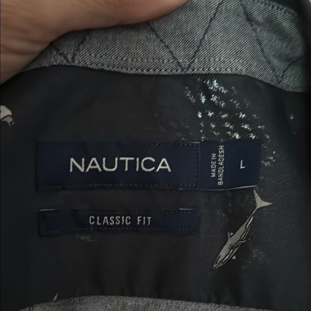 Men's Navy Blue Shark Patterned Nautica Shirt - Discovery Shark Week - Picture 7 of 9
